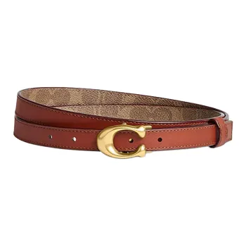 COACH Carving Classic Logo, Pin Buckle Leather Belts Unisex Brown Width 2cm