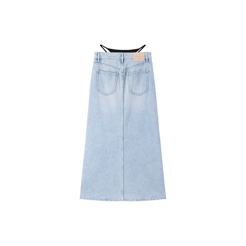 Miss Sixty Denim Long Skirts Women's Light Blue-1
