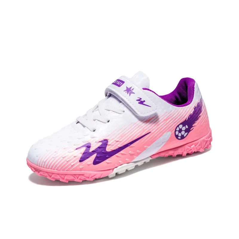 DOUBLE STAR 88 Slip Resistant Cushioning Soccer Shoes Unisex White Purple Pink-1
