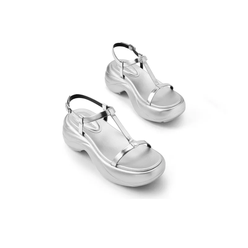 CHARLES&KEITH Small Ck One Strap Sandals 6.5cm Women's Cream Milk White/Silver-5