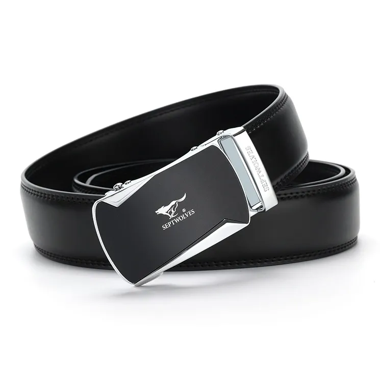 SEPTWOLVES Cow Leather Automatic Buckle Belt Men's Width 3.5cm-9