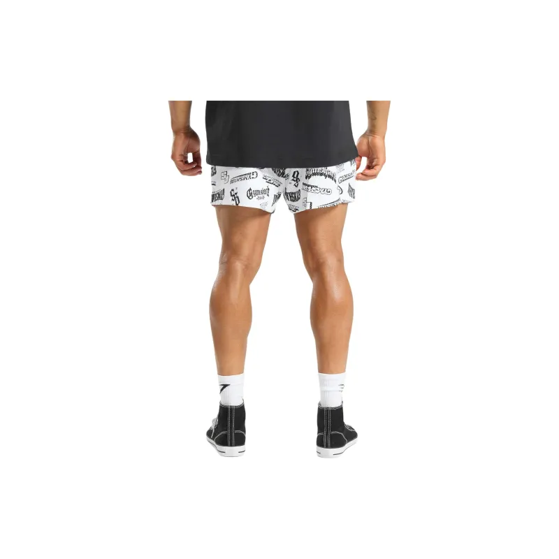 GYMSHARK LOGOMANIA MESH 5' SHORTS Casual Shorts Men's White-1