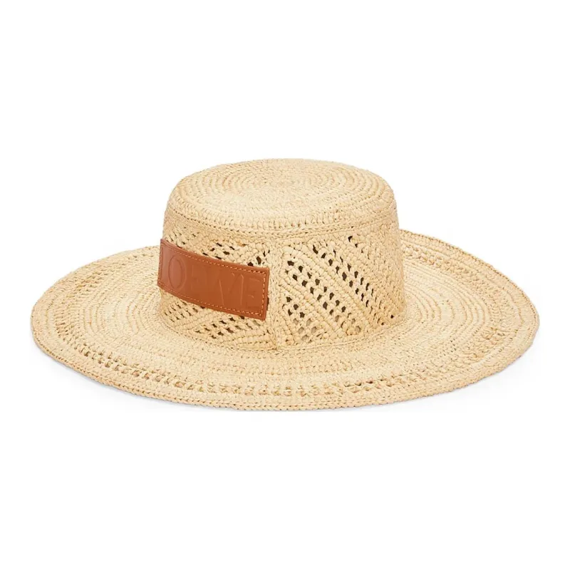 LOEWE Cow Leather Bucket Hats Unisex Brown-0