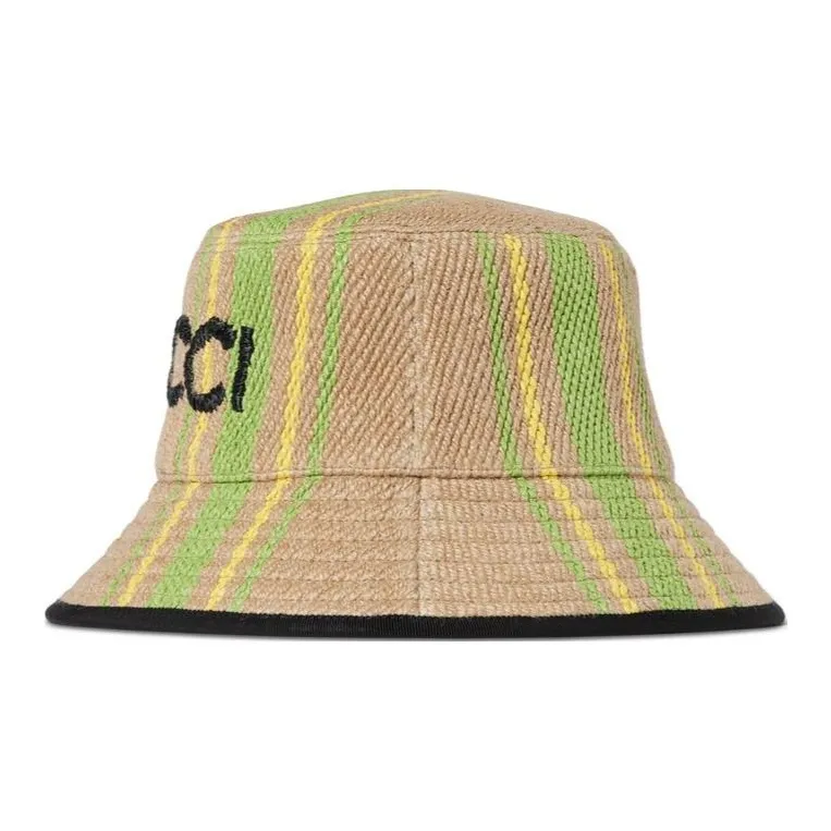 GUCCI Jute Bucket Hats Unisex Yellow-1