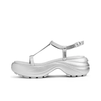 CHARLES&KEITH Small CK Strap Sandals 6.5cm Women's Cream Milk White/Silver Silver