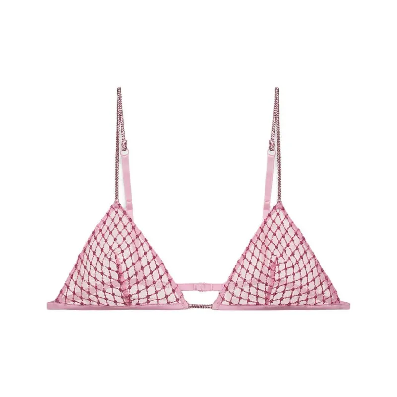 Victoria's Secret FOR LOVE & LEMONS Glitter Heart Bralette Bra Women's Shimmery Pink-0