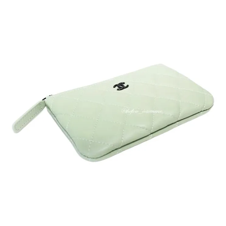 CHANEL Lambskin Clutch Mini Women's Mint Green-3