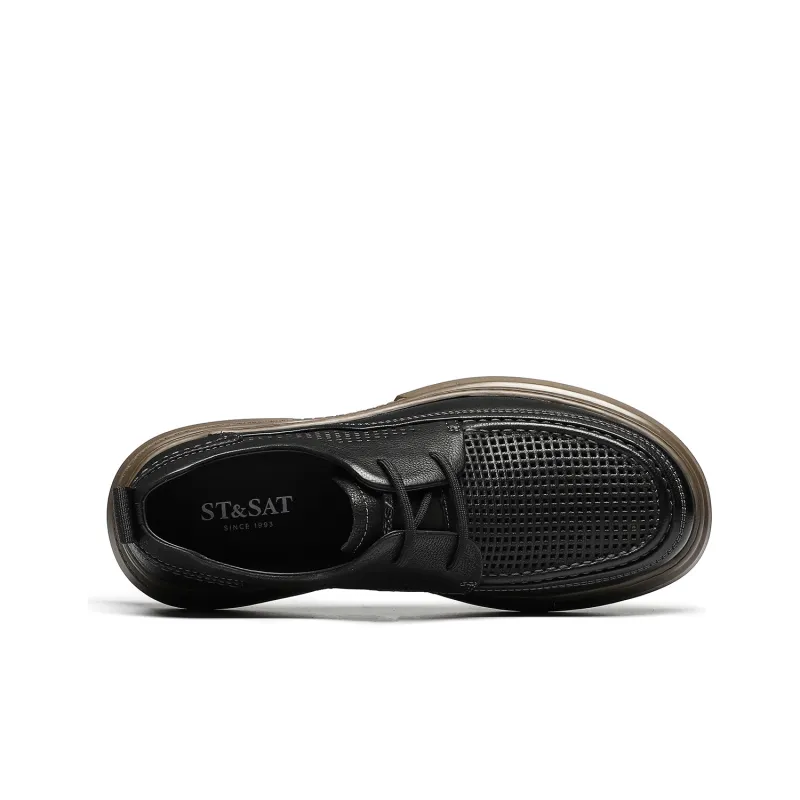 ST&SAT Dress Shoes Casual Business Men's Black Khaki-2