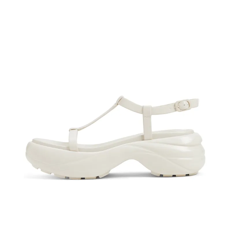 CHARLES&KEITH Small Ck One Strap Sandals 6.5cm Women's Cream Milk White/Silver-0