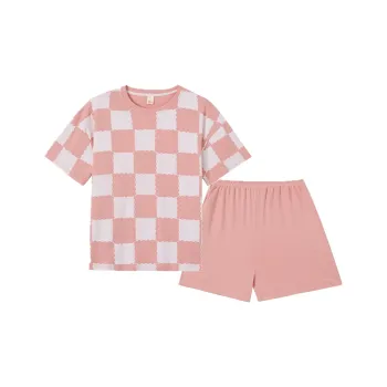 MADALLO Pajama Set Women's Pink White Plaid