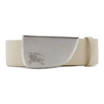 Burberry Equestrian Knight Pattern Smooth Buckle Leather Belts Men's Light Beige