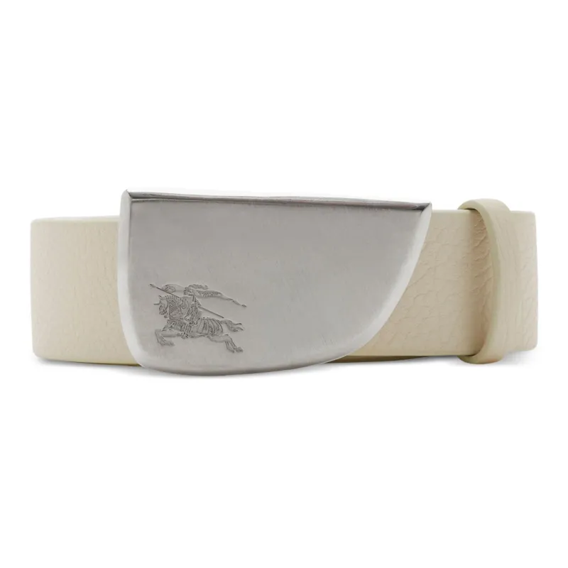 Burberry Equestrian Knight Pattern Smooth Buckle Leather Belts Men's Light Beige-0