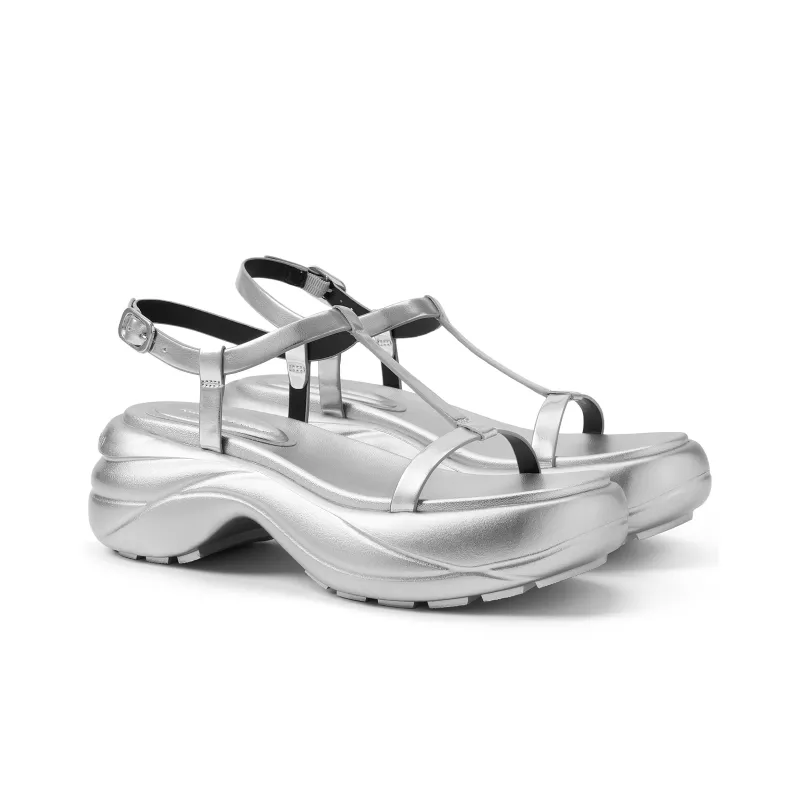 CHARLES&KEITH Small Ck One Strap Sandals 6.5cm Women's Cream Milk White/Silver-4