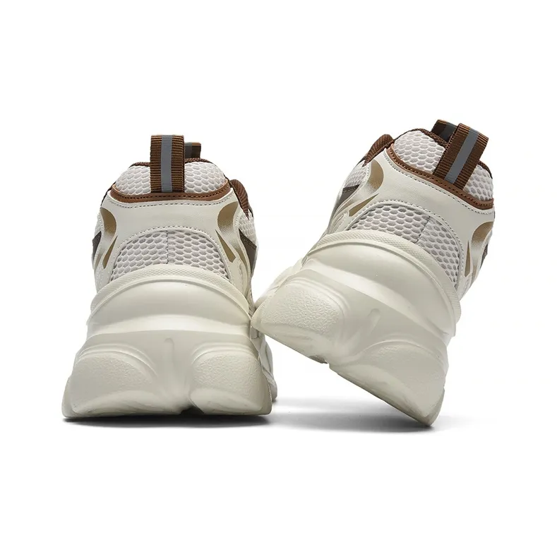 AOKANG Chunky Sneakers Women's Low Top Beige/Black-3