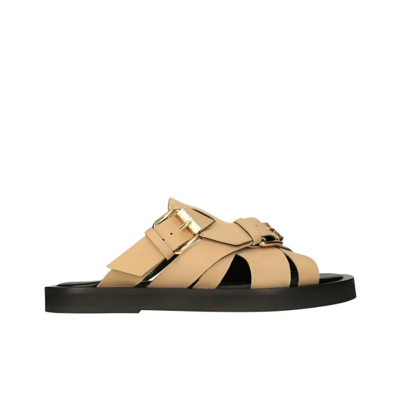 MOSCHINO Buckled Suede Slides-1