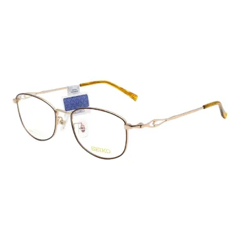 SEIKO Titanium Material Irregular Shape Eyeglass Frames Unisex Gold
