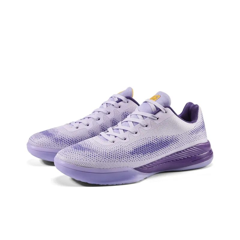 IVERSON Anti Slip Wear Resistant Low Top Basketball Shoes Unisex Lilac Dark Purple Yellow-2