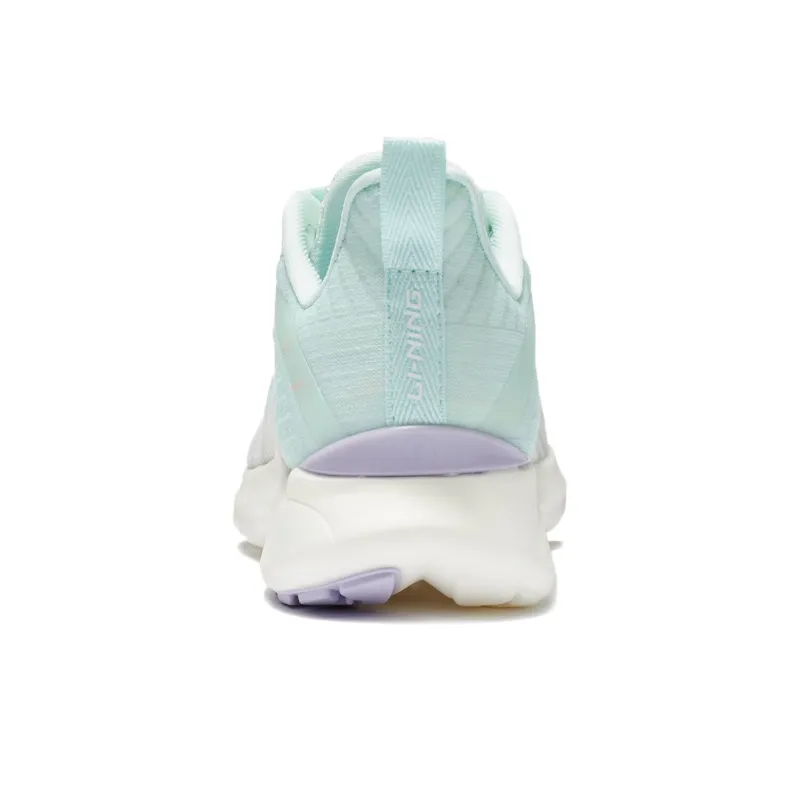 LiNing Qingyi Cushioned Anti Slip Wear Resistant Breathable Lightweight Low Top Running Shoes Women's White Blue-5