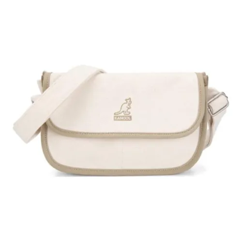 KANGOL Cotton Shoulder Bag Crossbody Bag Medium Size Unisex Beige
