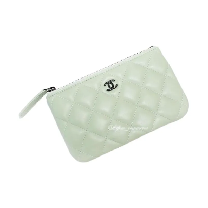 CHANEL Lambskin Clutch Mini Women's Mint Green-1