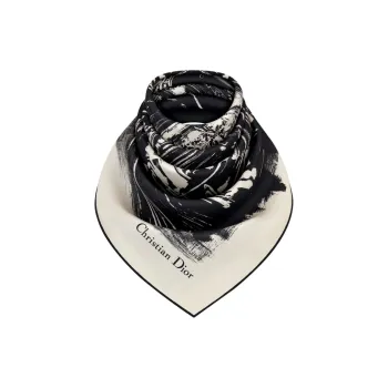 DIOR Silk Twill Silk Scarves Women's Black