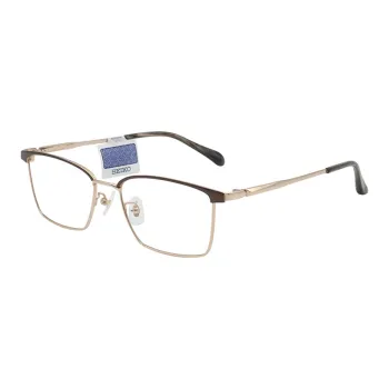SEIKO Titanium Material Irregular Shape Eyeglass Frames Men's Gold