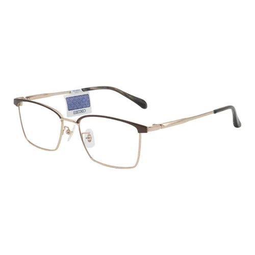 SEIKO Titanium Material Irregular Shape Eyeglass Frames Men's Gold
