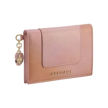 BVLGARI Serpenti Forever Goatskin Wallet Women's Pink