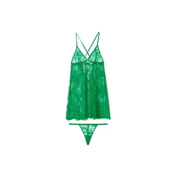 Victoria's Secret ADORE ME Addison Babydoll & Panty Set Green Pajama Set Women's Green/Green