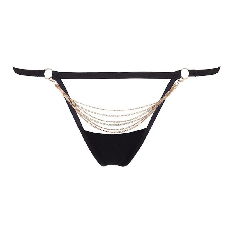 Victoria's Secret BLUEBELLA Oriana Thong Panty / BG Underpants Women's 1 Pack Black Gold-0