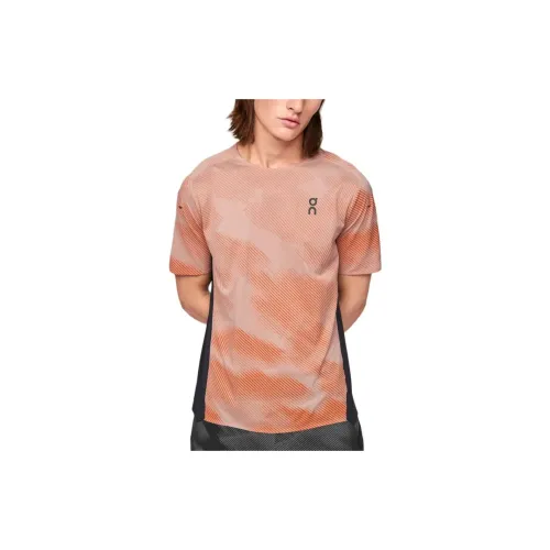 On Performance T-Shirts Men Wood Rose Brown/Black