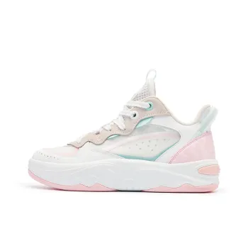 QIAODAN Cushioning Anti Slip And Wear Resistant Low Top Basketball Shoes Women's Jordan White Pink Foam Blue