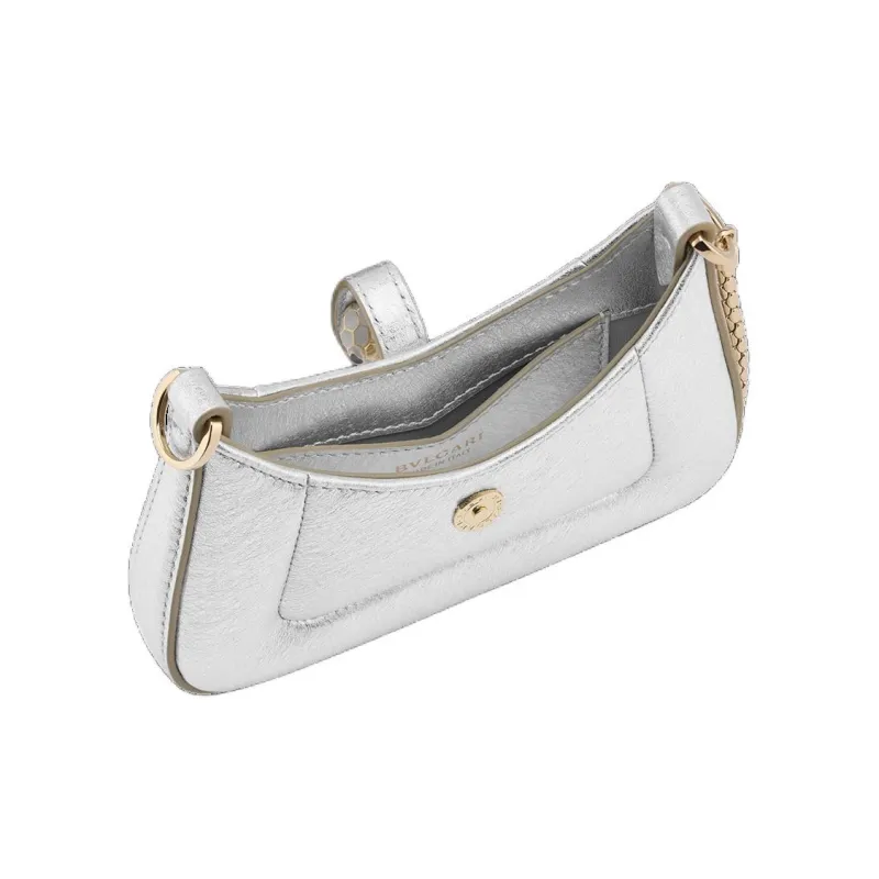 BVLGARI SERPENTI Calfskin Handbag Shoulder Bag Mini Women's Silver-3