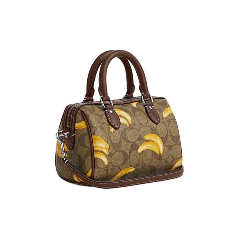 COACH Track Artificial Leather Handbag Shoulder Bag Crossbody Bag Small Size Unisex Brown-1