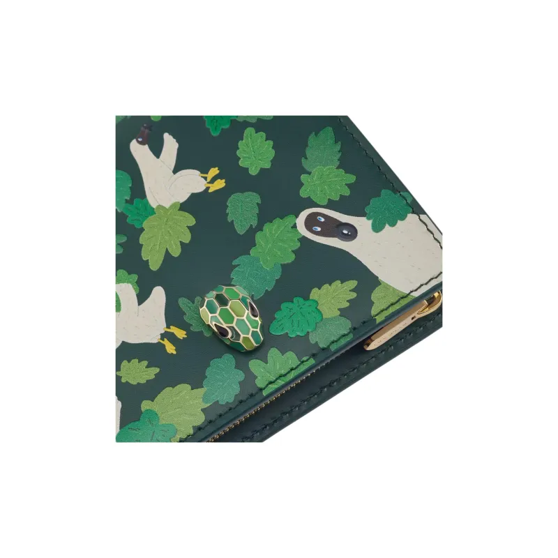 BVLGARI Sunwoo Kim Collaboration Serpenti Forever Series Calfskin Wallet Women's Forest Green-3
