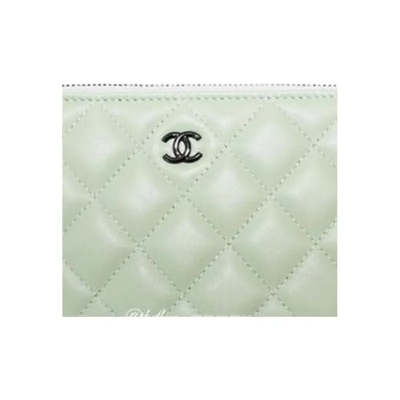 CHANEL Lambskin Clutch Mini Women's Mint Green-4