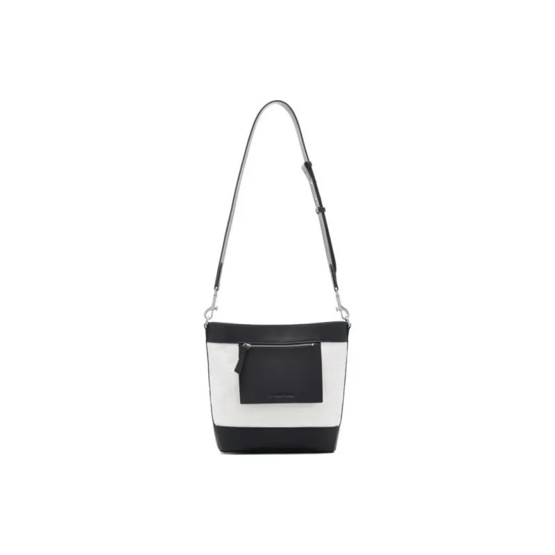 LI NING 1990 Polyester Crossbody Bag, Shoulder Bag Women's Ecru & Black-0