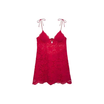 Victoria's Secret FOR LOVE & LEMONS Creamsicle Lace Slip Dress Nightgown Women's Bright Red