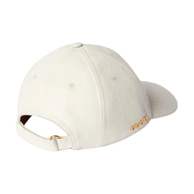 GUCCI Canvas Baseball Caps Women's White-3