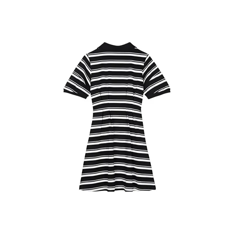 Hotwind Short Sleeved Dress Women's Black White-1