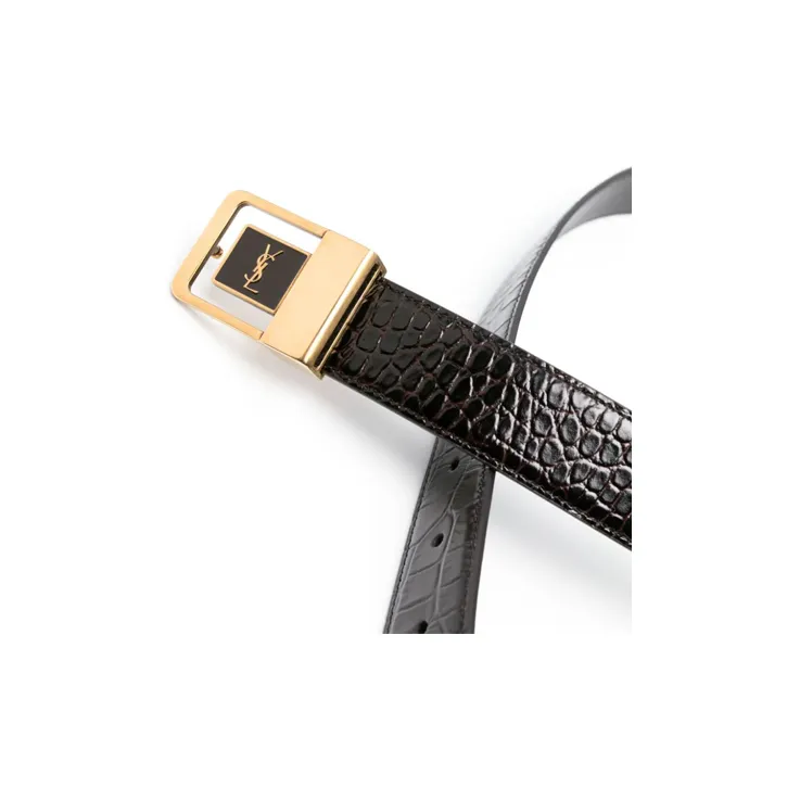SAINT LAURENT La 66 Embossed-crocodile Belt-2
