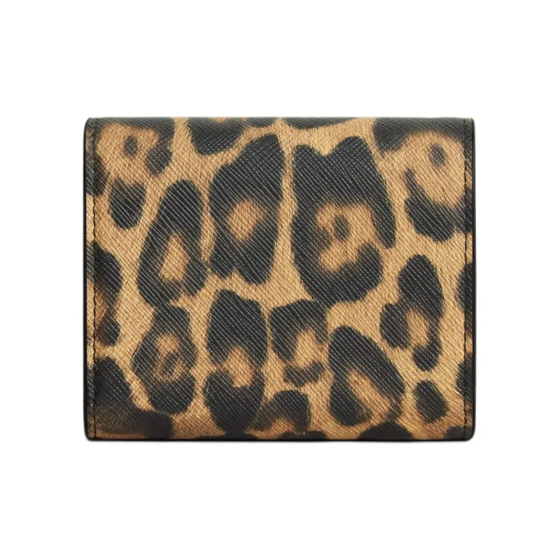 CELINE Triomphe Canvas With Leather Wallet Small Size Women's Leopard Print-2