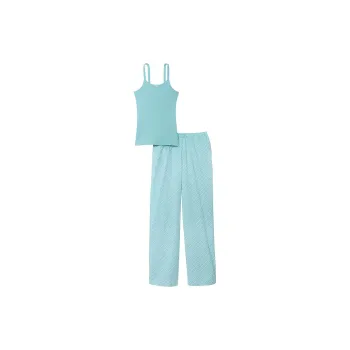 Victoria's Secret Cotton Tank Tee Jama Set Pajama Set Women's Fountain Blue