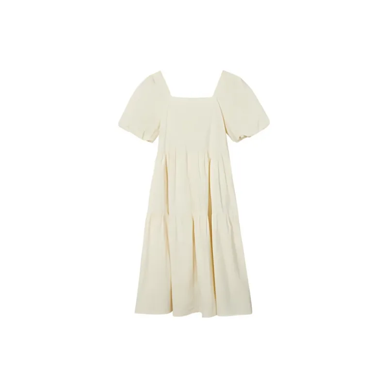 Hotwind Short Sleeved Dresses Women's Beige-1
