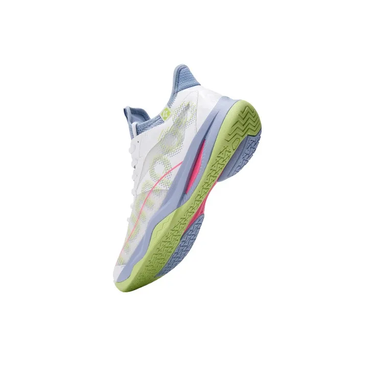 KUMPOO Badminton Shoes Unisex Mid Top White Gray Blue-5