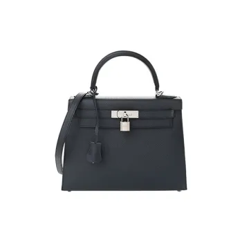 HERMES Kelly Epsom Leather Kelly Bag Shoulder Bag Crossbody Bag Handbag Regular Women's 76 Bleu Indigo Indigo