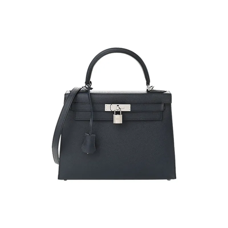 HERMES Kelly Epsom Leather Kelly Bag Shoulder Bag Crossbody Bag Handbag Regular Women's 76 Bleu Indigo Indigo-0