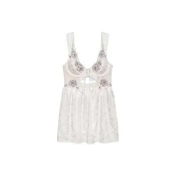 Victoria's Secret FOR LOVE & LEMONS Matilda Slip Dress Nightgown Women's White/White