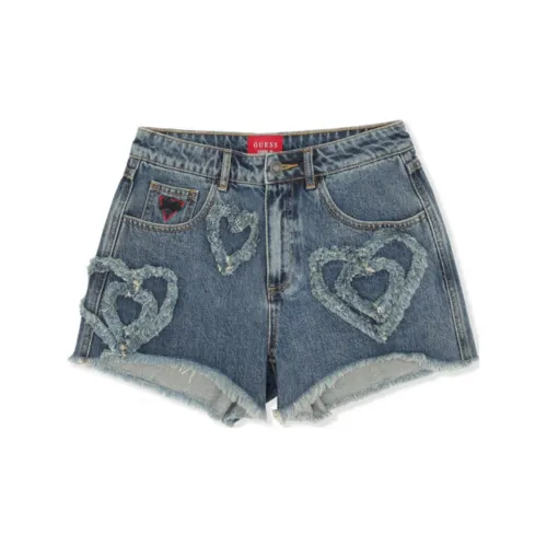 GUESS YUEQI QI Co-branded Model Denim Shorts Women's Blue