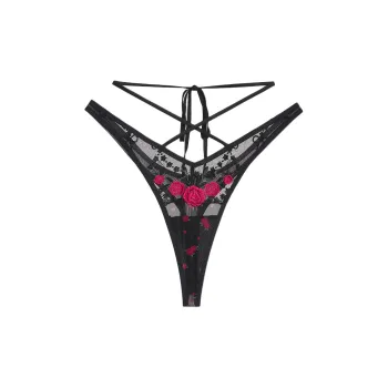 Victoria's Secret FOR LOVE & LEMONS Roja Thong Panty Black Underpants Women's 1 Pack Black
